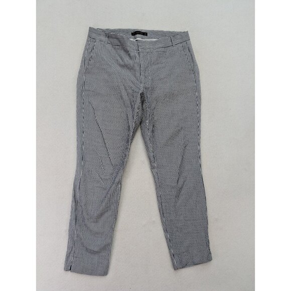 Zara Basic Women's Pants Size 10 Seersucker Striped Ankle - Picture 2 of 16